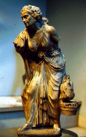 Rare greek statue at metropolitan   " the old market woman 